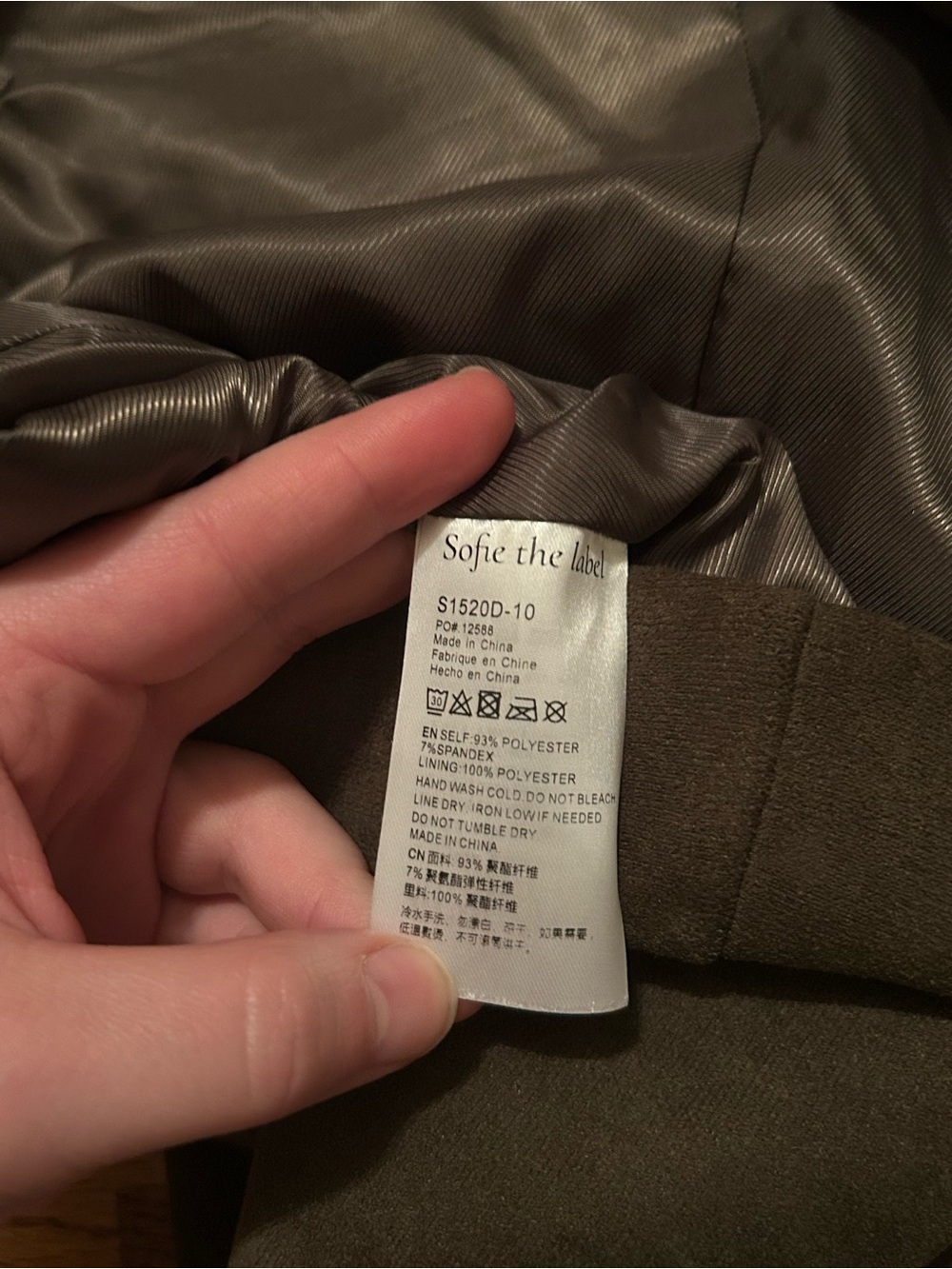 Sofie the Label Women’s Sz M Faux Suede Dark Olive Green A-Line Dress - Picture 11 of 11